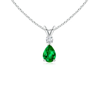 6x4mm AAAA Emerald Teardrop Pendant with Diamond in P950 Platinum