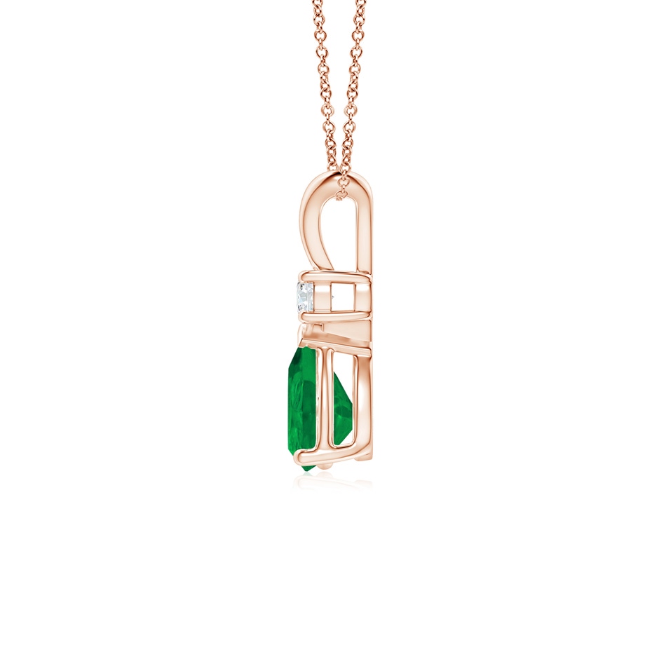 7x5mm AA Prong-Set Emerald Teardrop V-Bale Pendant with Diamond in 9K Rose Gold side 199