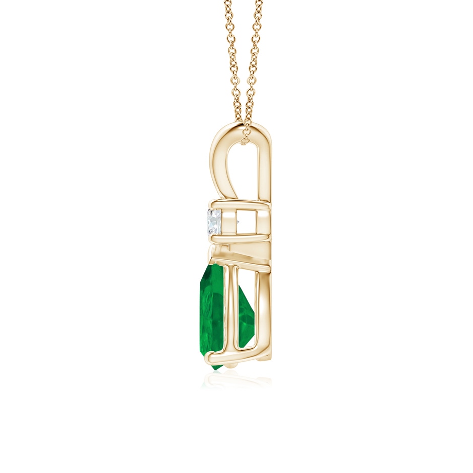 8x6mm AA Prong-Set Emerald Teardrop V-Bale Pendant with Diamond in Yellow Gold side 199