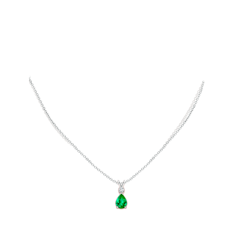 8x6mm AAA Prong-Set Emerald Teardrop V-Bale Pendant with Diamond in P950 Platinum pen