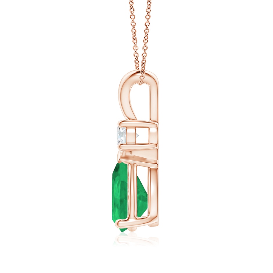 9x6mm A Prong-Set Emerald Teardrop V-Bale Pendant with Diamond in 18K Rose Gold side 199