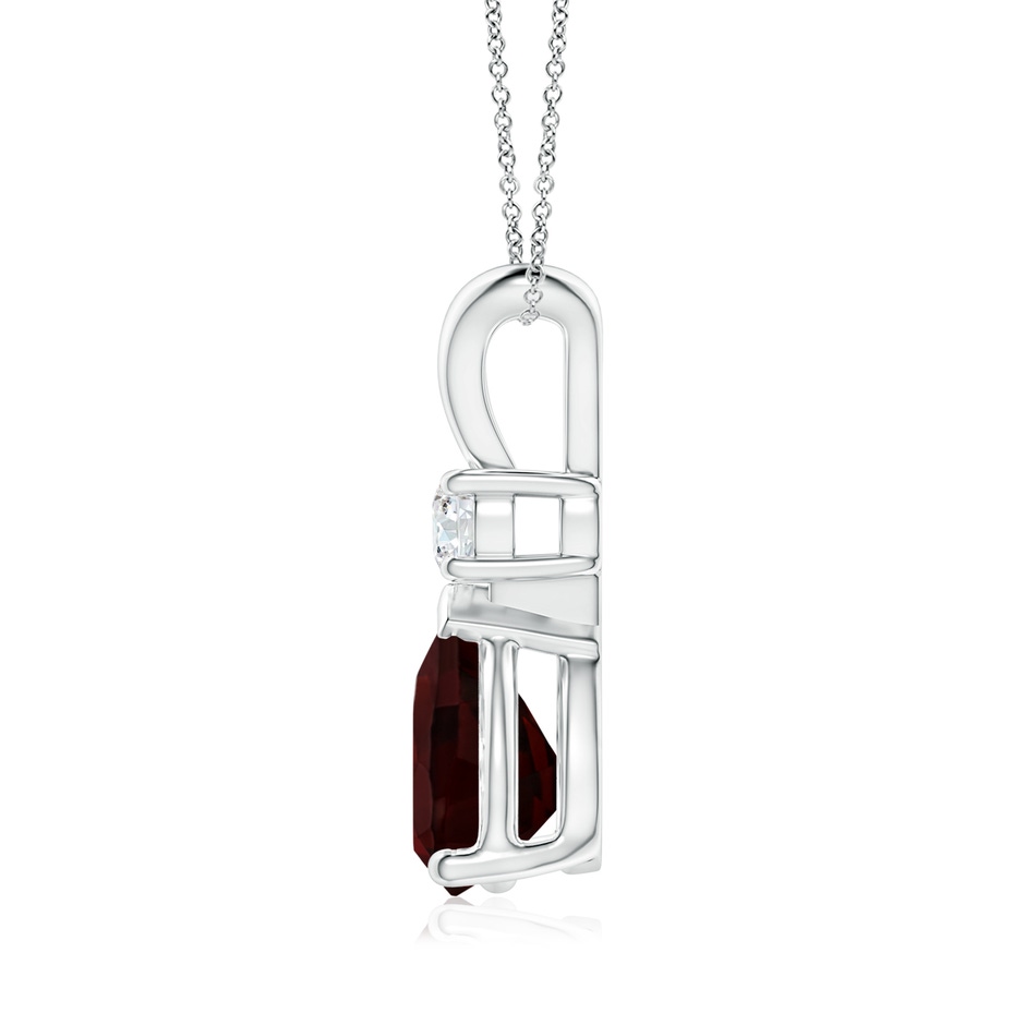 10x7mm A Prong-Set Garnet Teardrop V-Bale Pendant with Diamond in P950 Platinum side 199