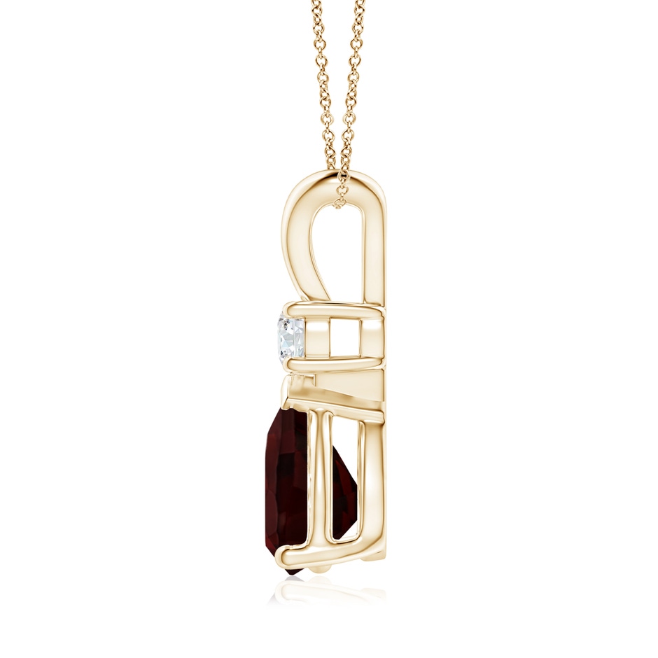 10x7mm A Prong-Set Garnet Teardrop V-Bale Pendant with Diamond in Yellow Gold side 199