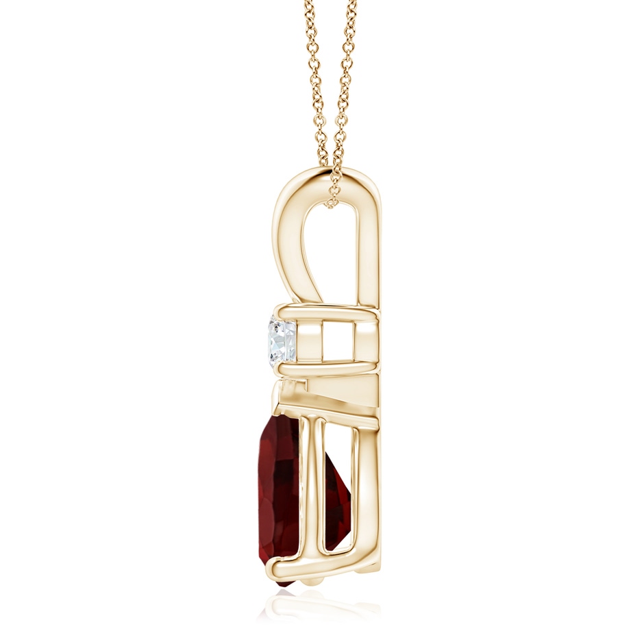 12x8mm AAA Prong-Set Garnet Teardrop V-Bale Pendant with Diamond in Yellow Gold side 199