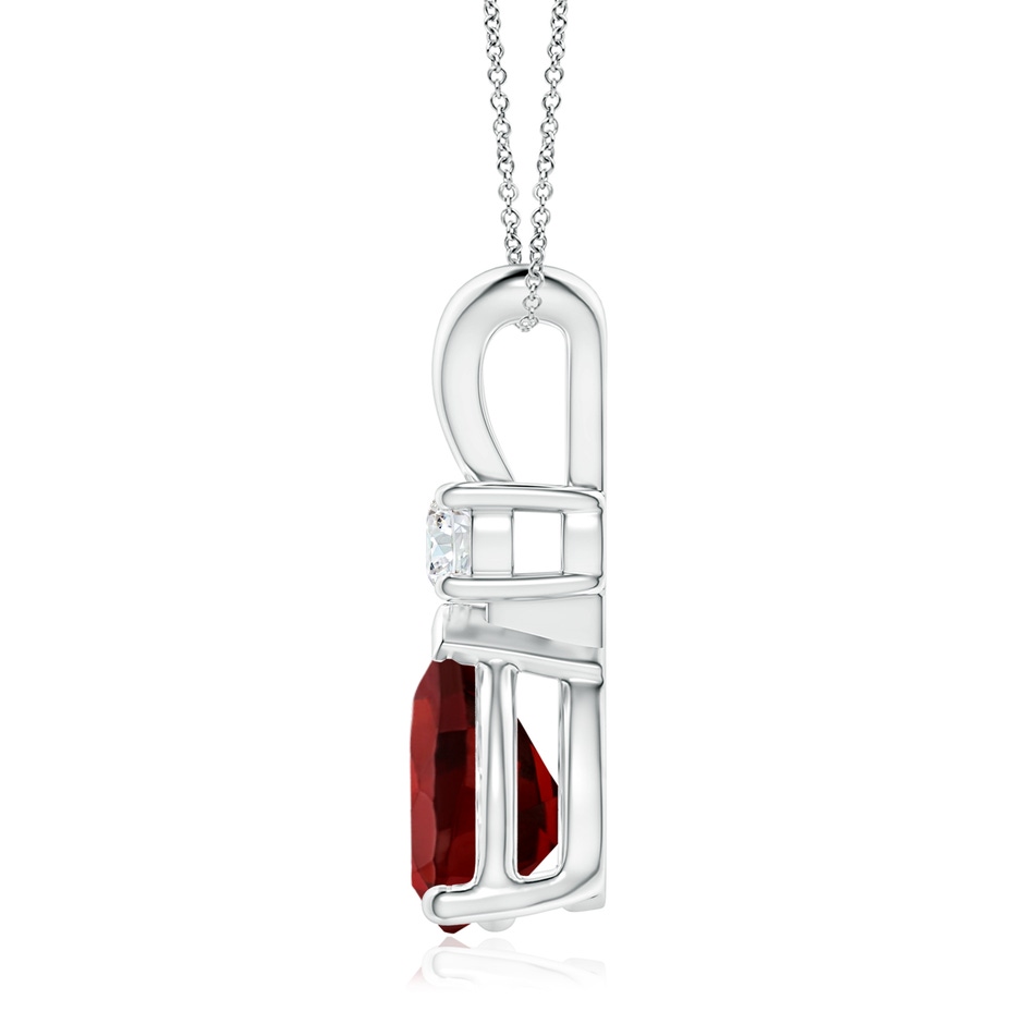 12x8mm AAAA Prong-Set Garnet Teardrop V-Bale Pendant with Diamond in White Gold side 199