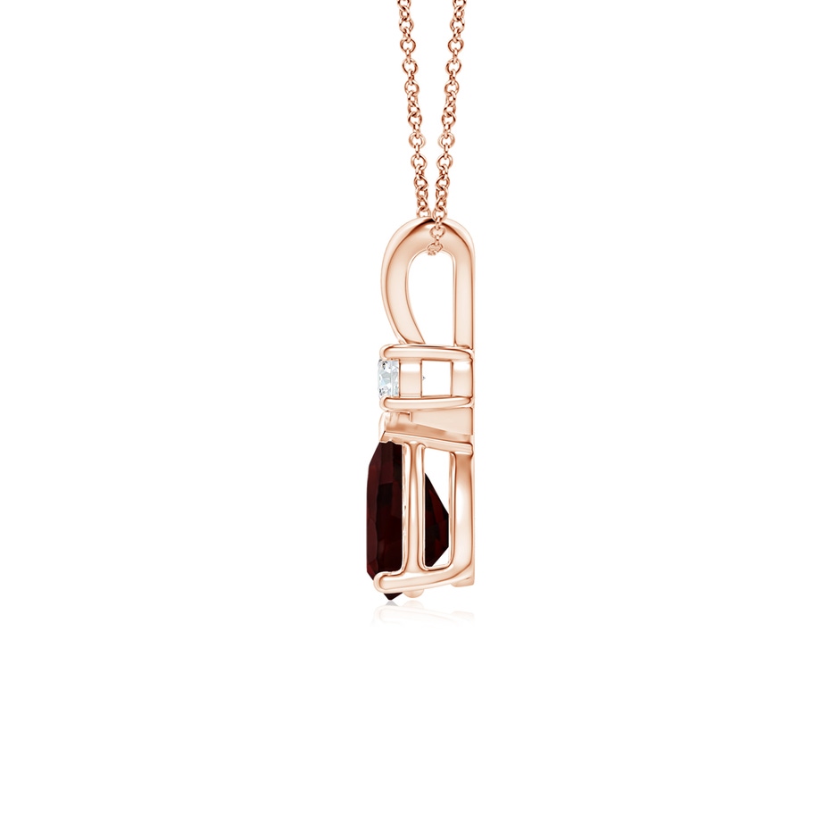 7x5mm A Prong-Set Garnet Teardrop V-Bale Pendant with Diamond in 9K Rose Gold side 199