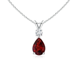 7x5mm AAAA Garnet Teardrop Pendant with Diamond in P950 Platinum