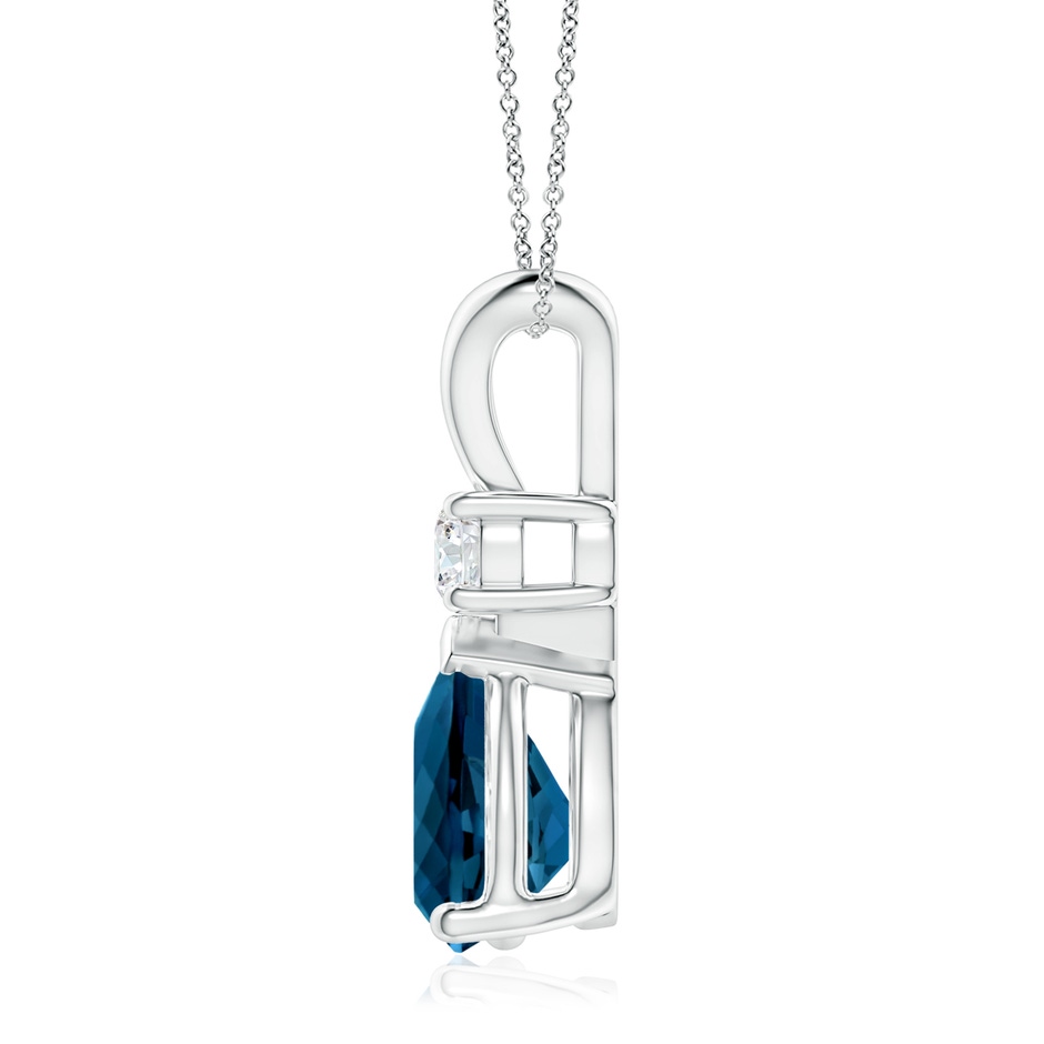 12x8mm AAAA London Blue Topaz Teardrop Pendant with Diamond in P950 Platinum side 199