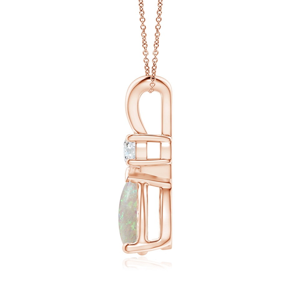 10x7mm AAA Prong-Set Opal Teardrop V-Bale Pendant with Diamond in 18K Rose Gold side 199