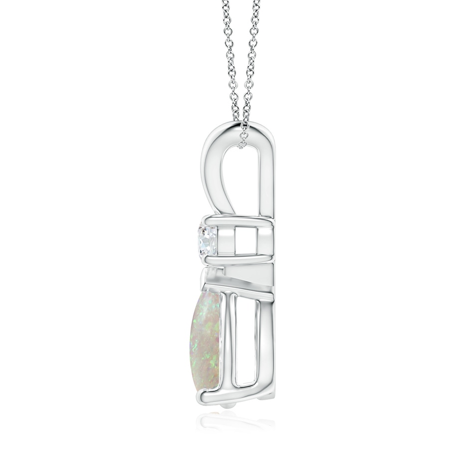 10x7mm AAA Prong-Set Opal Teardrop V-Bale Pendant with Diamond in White Gold side 199