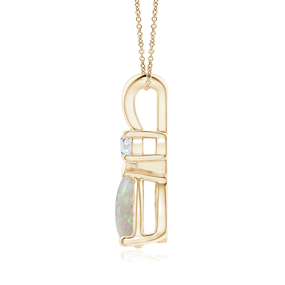 10x7mm AAA Prong-Set Opal Teardrop V-Bale Pendant with Diamond in Yellow Gold side 199