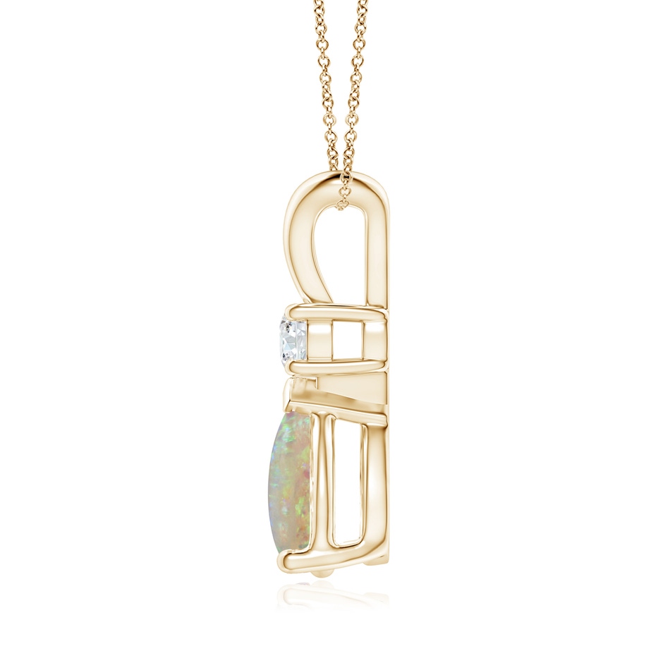 10x7mm AAAA Prong-Set Opal Teardrop V-Bale Pendant with Diamond in 18K Yellow Gold side 199