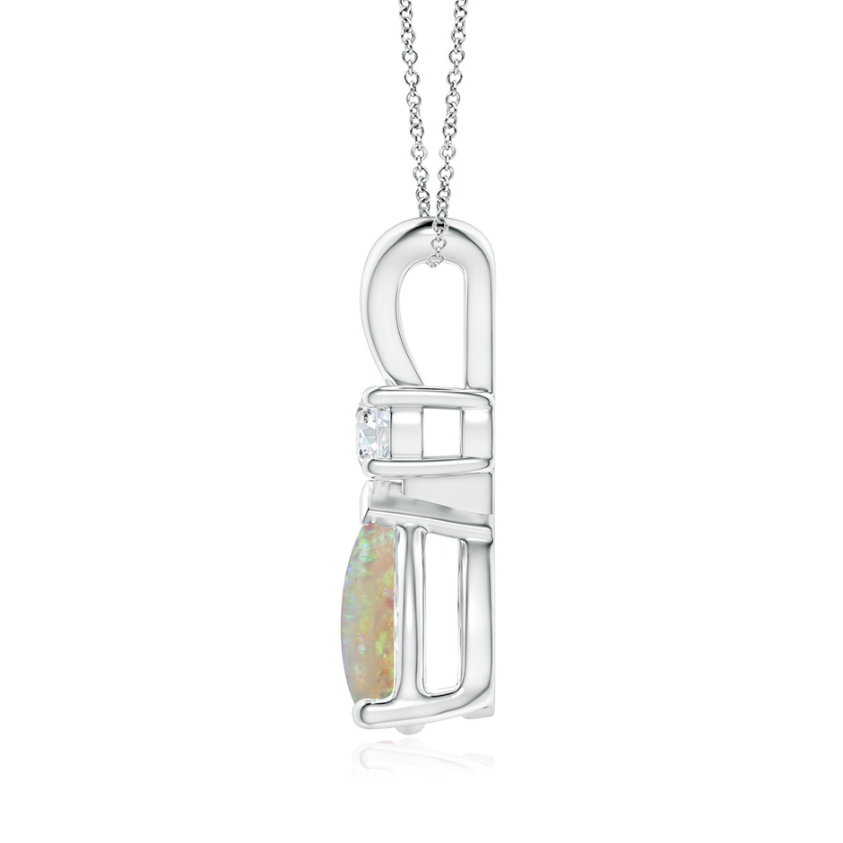 10x7mm AAAA Prong-Set Opal Teardrop V-Bale Pendant with Diamond in P950 Platinum side 199