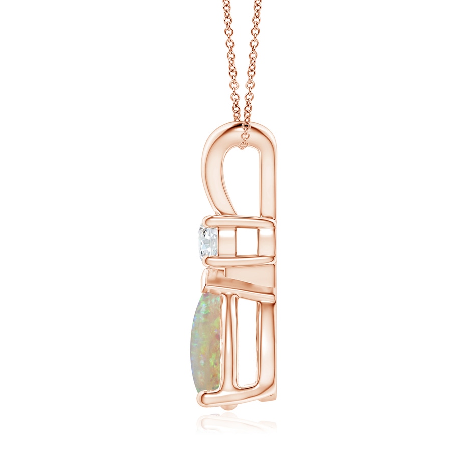 10x7mm AAAA Prong-Set Opal Teardrop V-Bale Pendant with Diamond in Rose Gold side 199