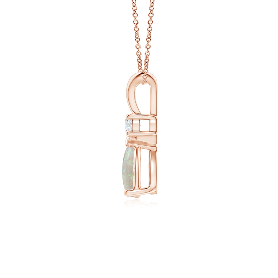 7x5mm AAA Prong-Set Opal Teardrop V-Bale Pendant with Diamond in Rose Gold side 199