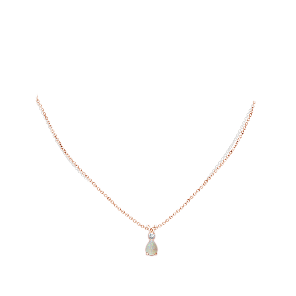 7x5mm AAA Prong-Set Opal Teardrop V-Bale Pendant with Diamond in Rose Gold pen