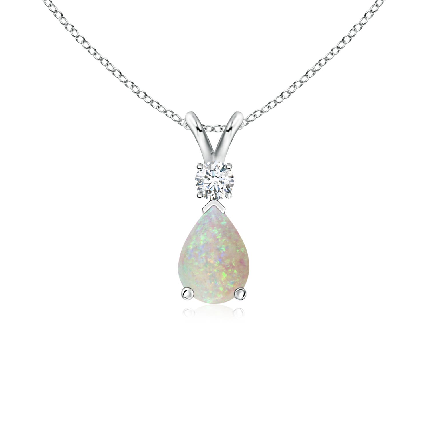 Angara Natural Opal Solitaire Pendant Necklace for Women, Girls in