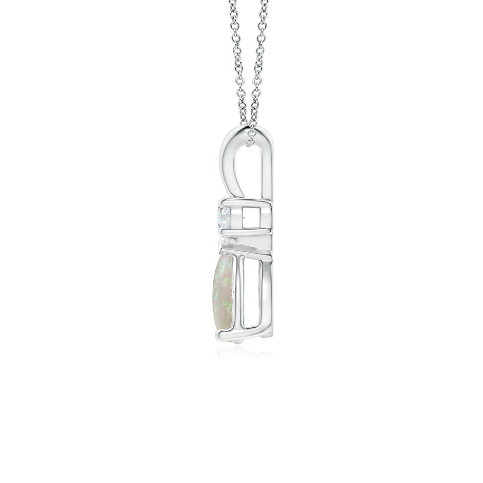7x5mm AAA Prong-Set Opal Teardrop V-Bale Pendant with Diamond in White Gold side 199