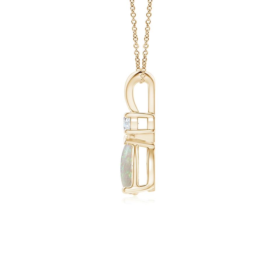 7x5mm AAA Prong-Set Opal Teardrop V-Bale Pendant with Diamond in Yellow Gold side 199