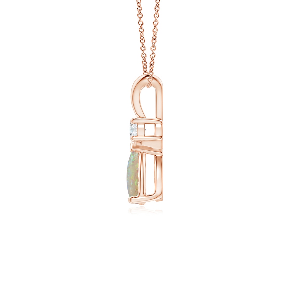 7x5mm AAAA Prong-Set Opal Teardrop V-Bale Pendant with Diamond in 9K Rose Gold side 199