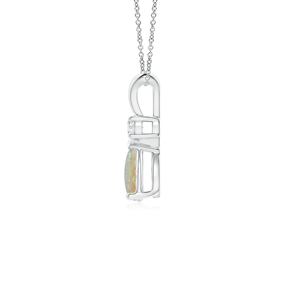7x5mm AAAA Prong-Set Opal Teardrop V-Bale Pendant with Diamond in P950 Platinum side 199