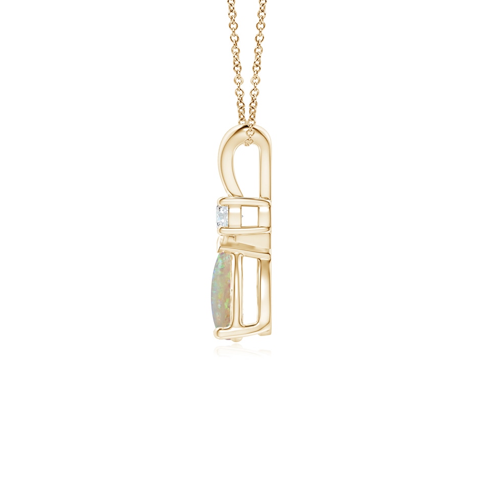 7x5mm AAAA Prong-Set Opal Teardrop V-Bale Pendant with Diamond in Yellow Gold side 199