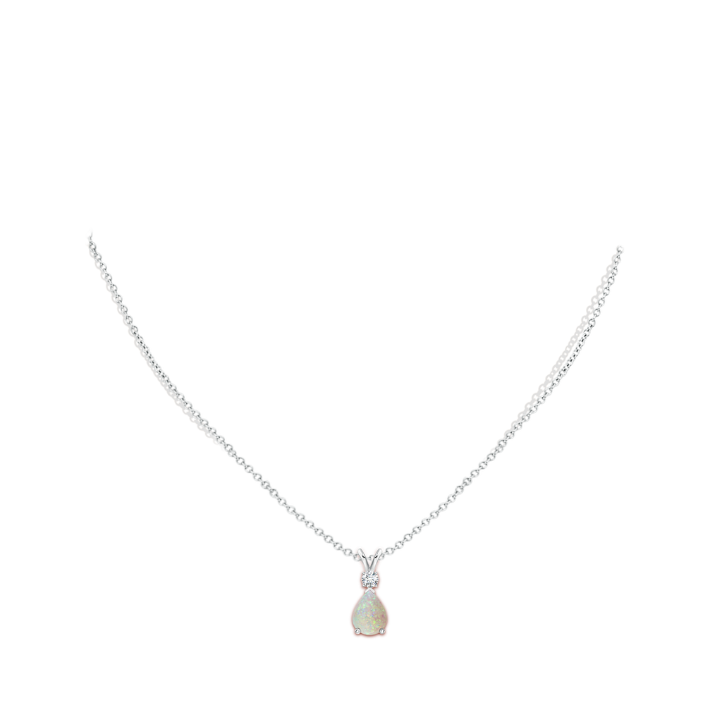 8x6mm AAA Opal Teardrop Pendant with Diamond in P950 Platinum Body-Neck