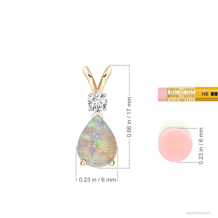 Prong-Set Opal Teardrop V-Bale Pendant with Diamond