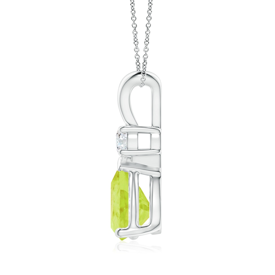10x7mm A Prong-Set Peridot Teardrop V-Bale Pendant with Diamond in P950 Platinum side 199