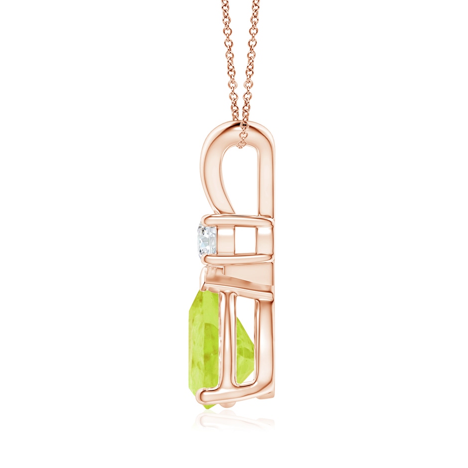 10x7mm A Prong-Set Peridot Teardrop V-Bale Pendant with Diamond in Rose Gold side 199