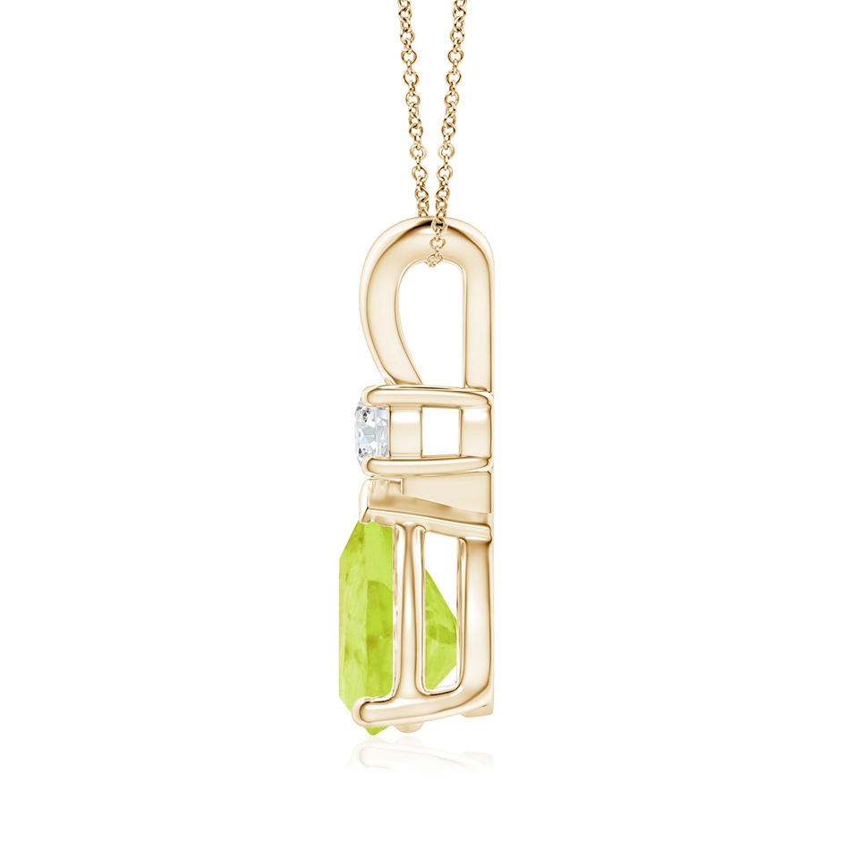 10x7mm A Prong-Set Peridot Teardrop V-Bale Pendant with Diamond in Yellow Gold side 199