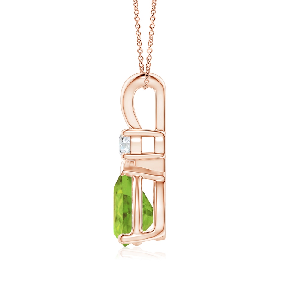 10x7mm AA Prong-Set Peridot Teardrop V-Bale Pendant with Diamond in Rose Gold side 199