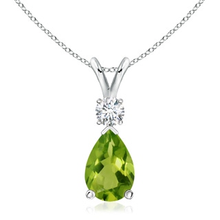 12x8mm AAAA Peridot Teardrop Pendant with Diamond in P950 Platinum