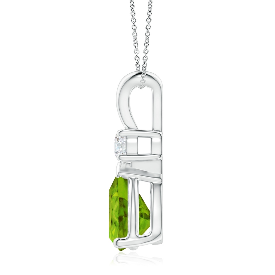 12x8mm AAAA Prong-Set Peridot Teardrop V-Bale Pendant with Diamond in White Gold side 199