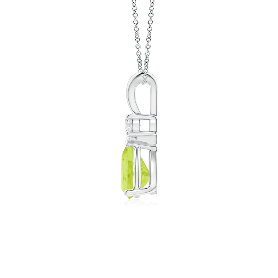 7x5mm A Prong-Set Peridot Teardrop V-Bale Pendant with Diamond in P950 Platinum side 199