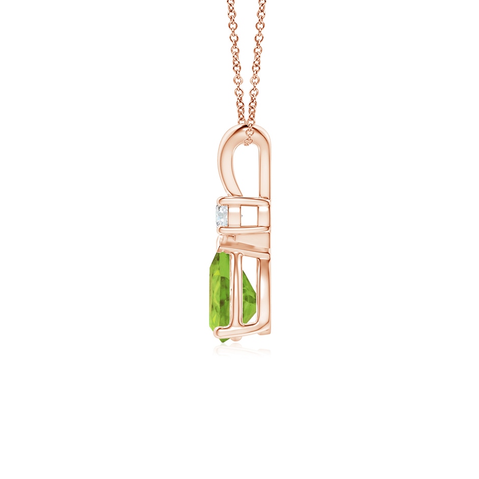 7x5mm AA Prong-Set Peridot Teardrop V-Bale Pendant with Diamond in Rose Gold side 199