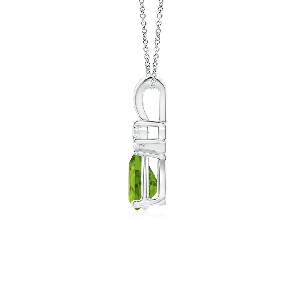 7x5mm AAA Prong-Set Peridot Teardrop V-Bale Pendant with Diamond in White Gold side 199