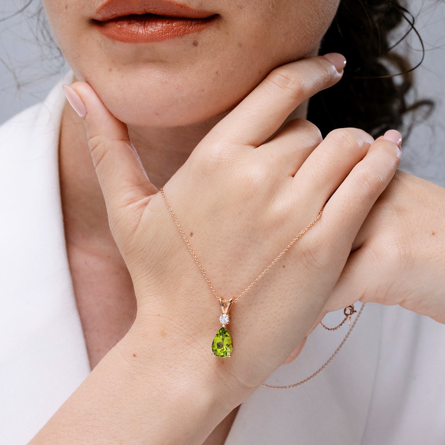 Angara Natural Peridot Solitaire Pendant Necklace for Women
