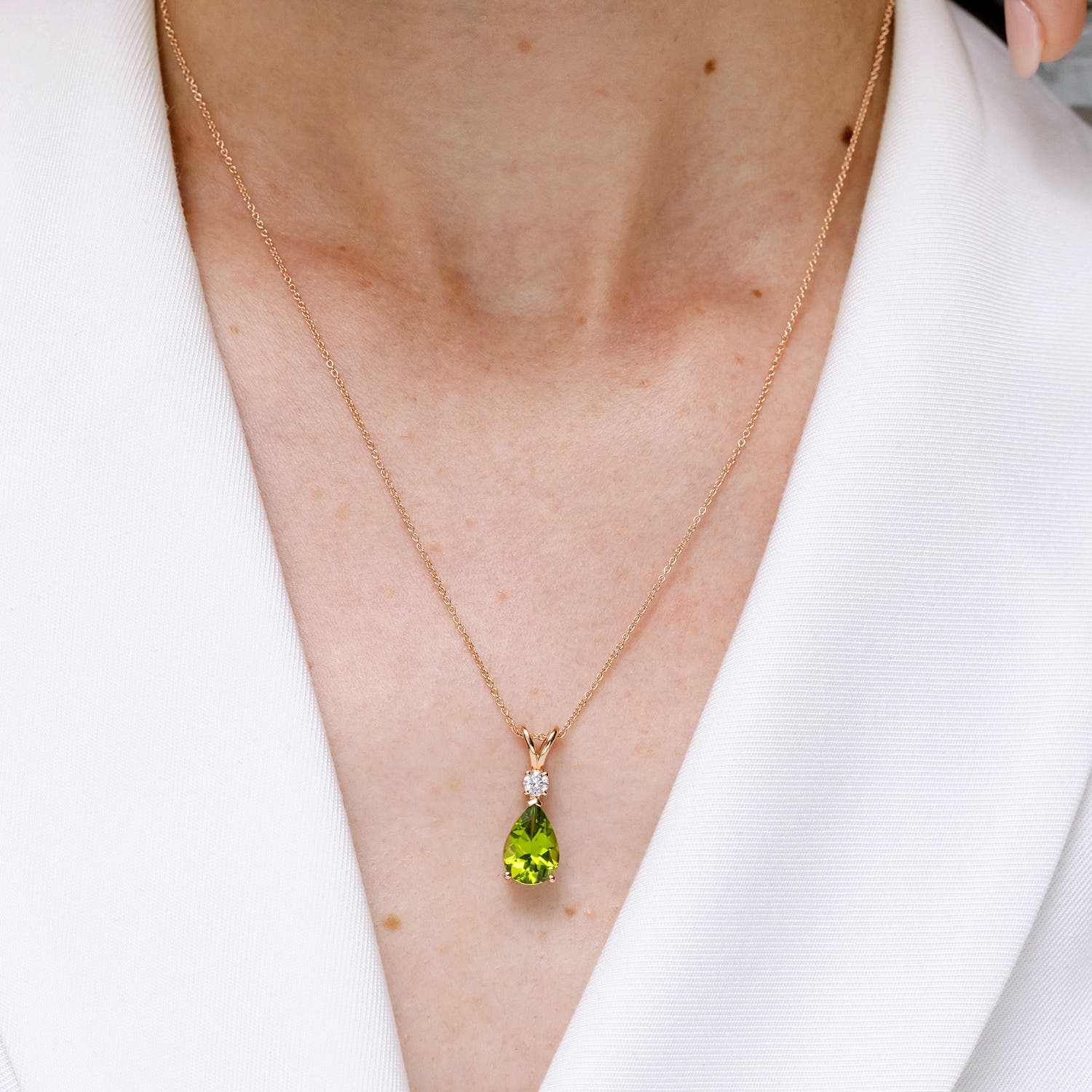 Angara Natural Peridot Solitaire Pendant Necklace for Women