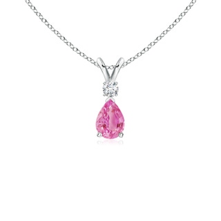 6x4mm AA Prong-Set Pink Sapphire Teardrop V-Bale Pendant with Diamond in P950 Platinum