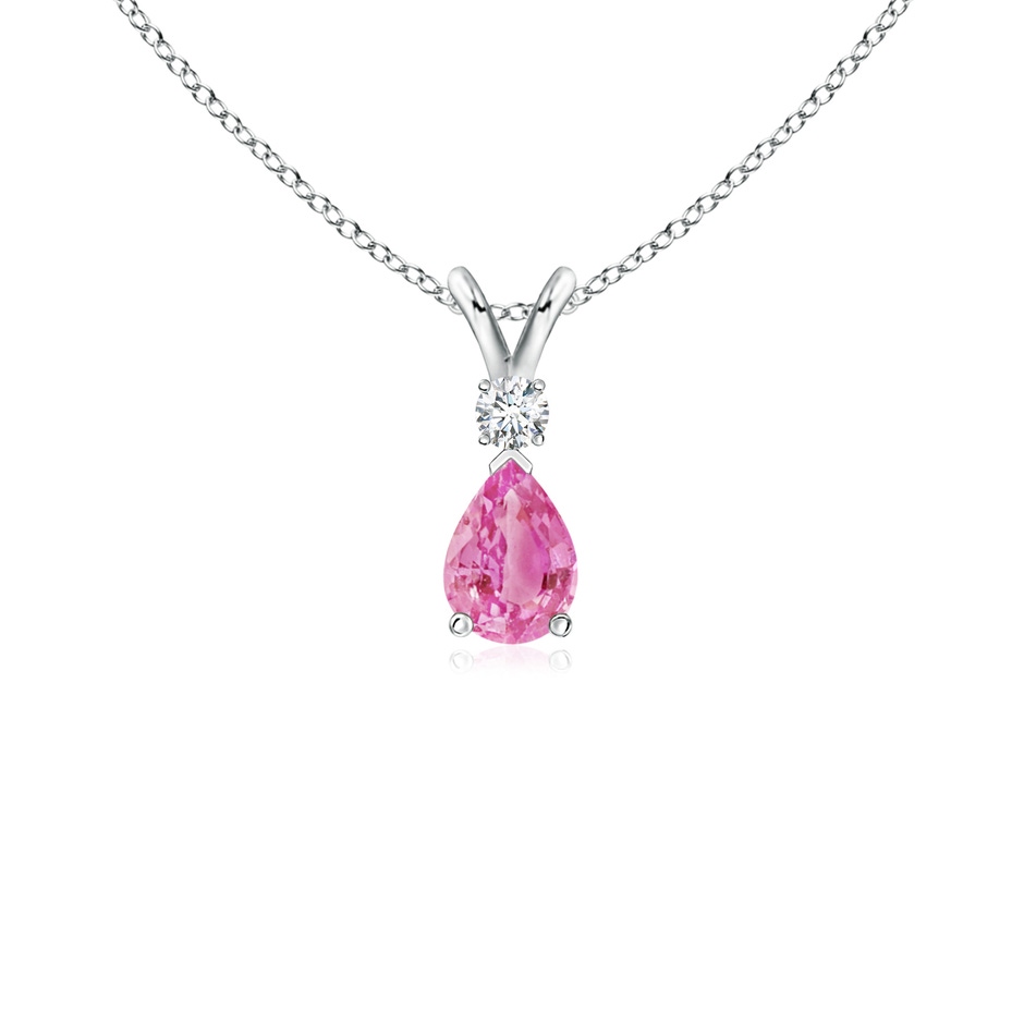 6x4mm AA Prong-Set Pink Sapphire Teardrop V-Bale Pendant with Diamond in P950 Platinum 