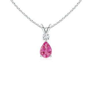 6x4mm AAA Prong-Set Pink Sapphire Teardrop V-Bale Pendant with Diamond in P950 Platinum