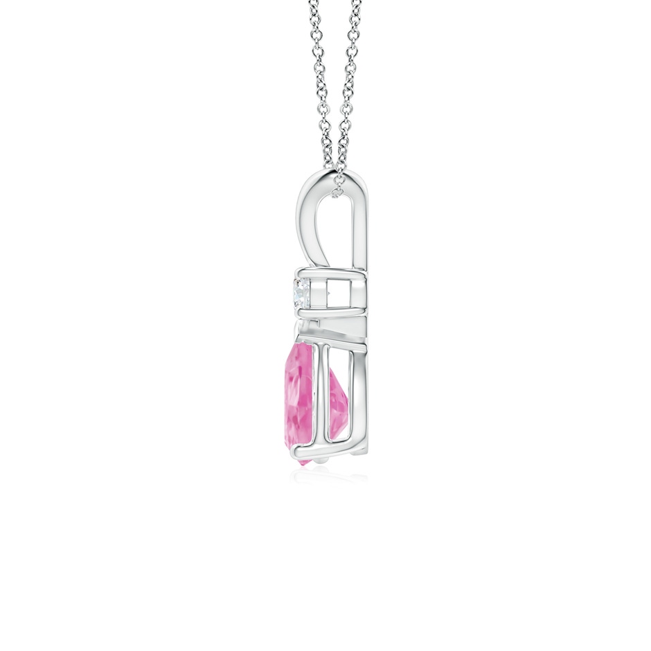7x5mm A Prong-Set Pink Sapphire Teardrop V-Bale Pendant with Diamond in P950 Platinum side 199