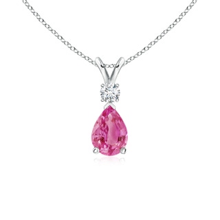 7x5mm AAA Pink Sapphire Teardrop Pendant with Diamond in White Gold
