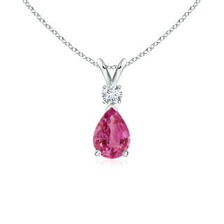 7x5mm AAAA Pink Sapphire Teardrop Pendant with Diamond in P950 Platinum