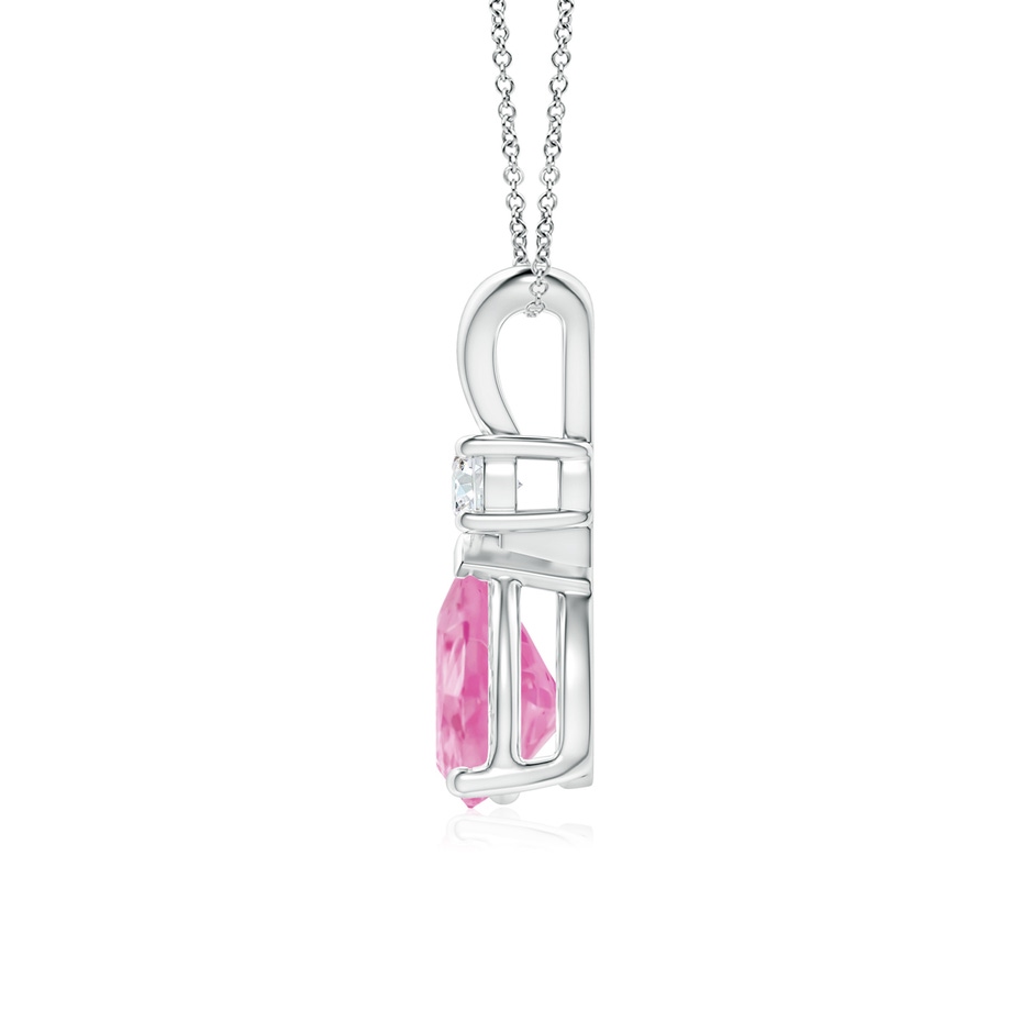 8x6mm A Prong-Set Pink Sapphire Teardrop V-Bale Pendant with Diamond in White Gold side 199