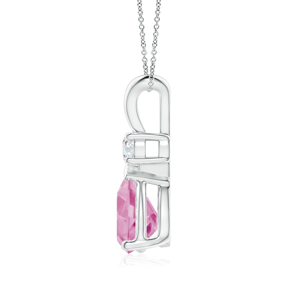 10x7mm A Prong-Set Pink Tourmaline Teardrop V-Bale Pendant with Diamond in P950 Platinum side 199