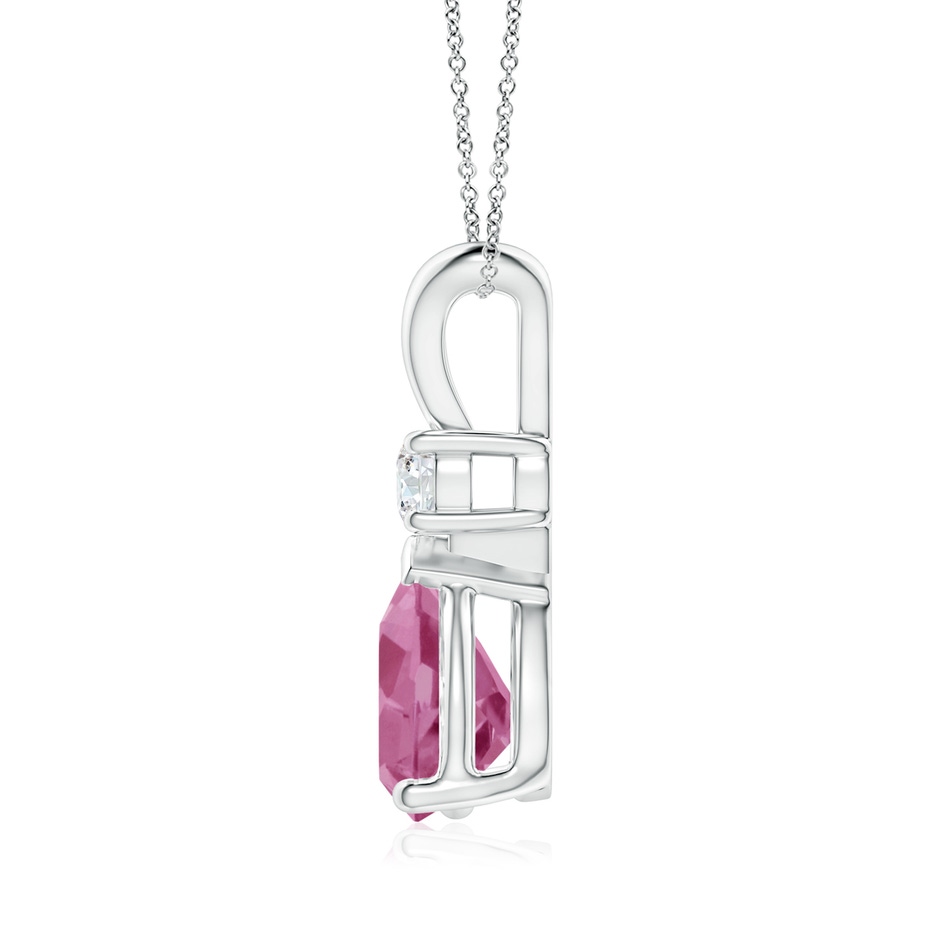 10x7mm AAA Prong-Set Pink Tourmaline Teardrop V-Bale Pendant with Diamond in White Gold side 199