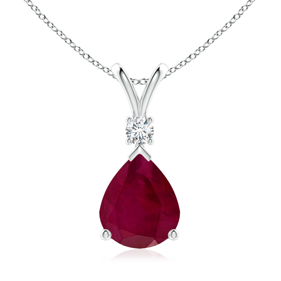 12x10mm A Ruby Teardrop Pendant with Diamond in P950 Platinum 