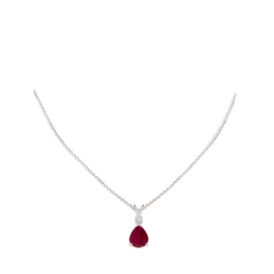 12x10mm A Ruby Teardrop Pendant with Diamond in P950 Platinum pen
